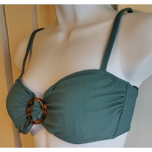 NEW Shade & Shore Ribbed Ring Front Bandeau Bikini Top - Picture 2 of 10